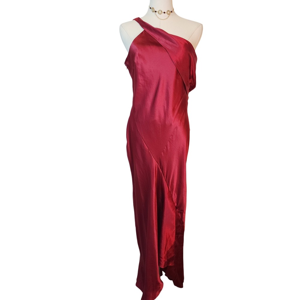 Topshop Red Maxi Dress One Shoulder Drape Evening Gown US 8 UK 12 Party